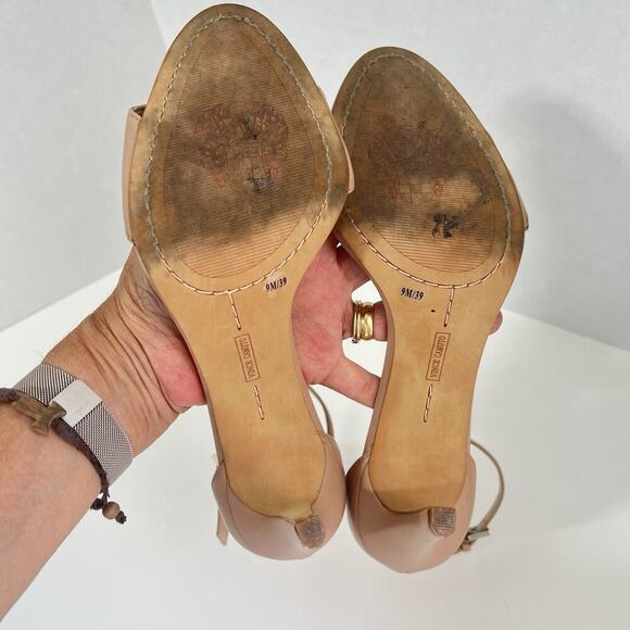 Vince Camuto Court Leather Heels Nude Womens 9 Ankle Strap Stilettos Sandals - Picture 9 of 12